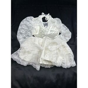 Rubies Ivory Lace Satin Dance Costume Leotard Dress Keyhole Back Girls Small